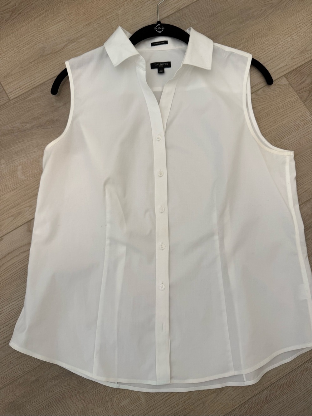 Talbots Crisp White Sleeveless Button-Front White Collared Blouse Size 12p
